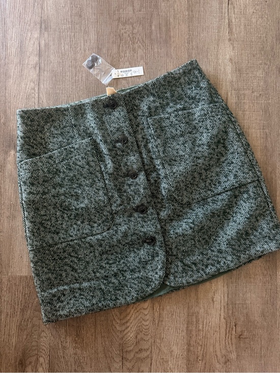 Madewell Dresses & Skirts - Madewell Green Tweed Button-Front Mini Skirt